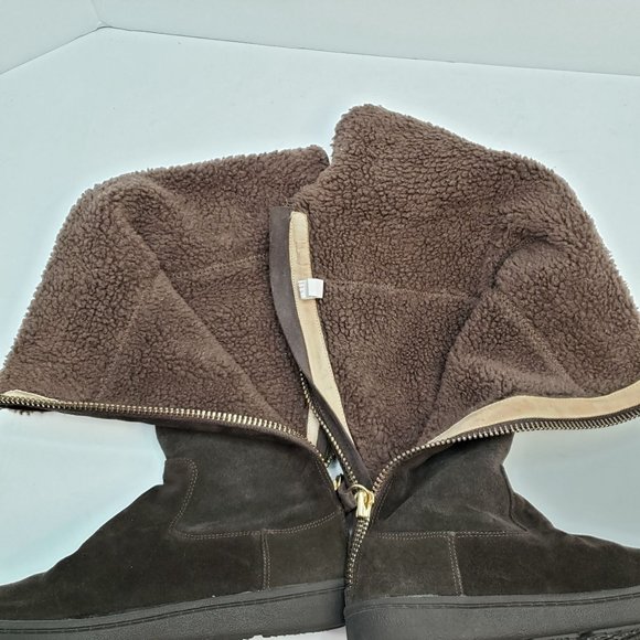 Michael Kors Fur Lined Boots Dark Brown Fold Over Sherpa Winter Boot Size 8M - Picture 8 of 12